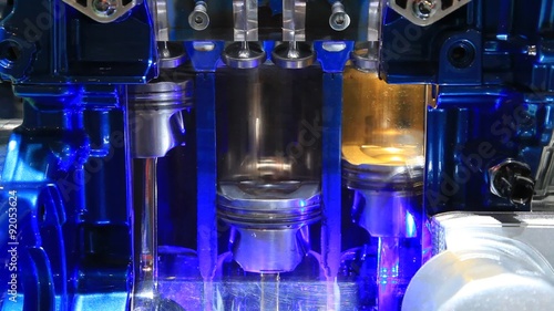 Cross section of a modern downsizing three cylinder combustion engine