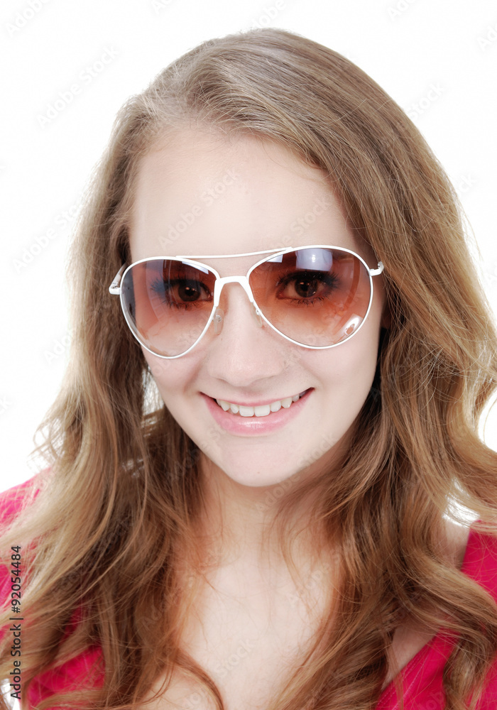 young woman with long curly hair in sunglasses young woman with long curly hair in sunglasses