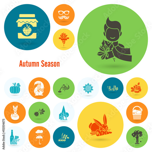 Set of Flat Autumn Icons