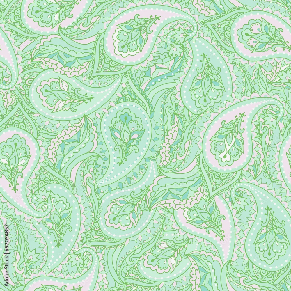 Green Cashmere Seamless Pattern