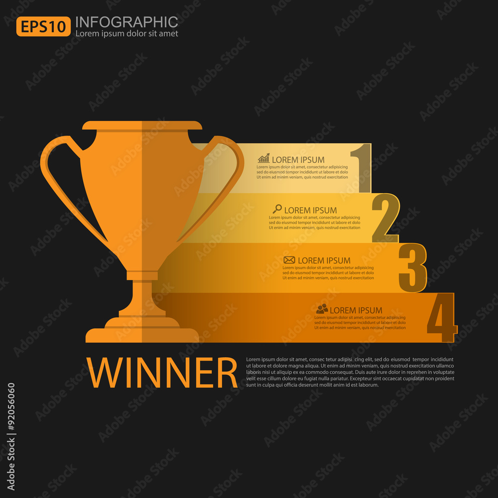 Winner cup. Vector illustration,Sport Infographic elements - obrazy, fototapety, plakaty 
