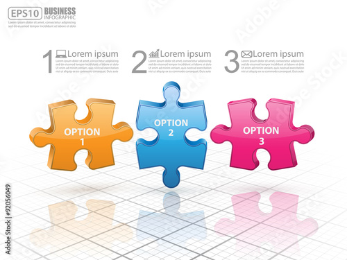3d puzzle presentation infographic template.vector