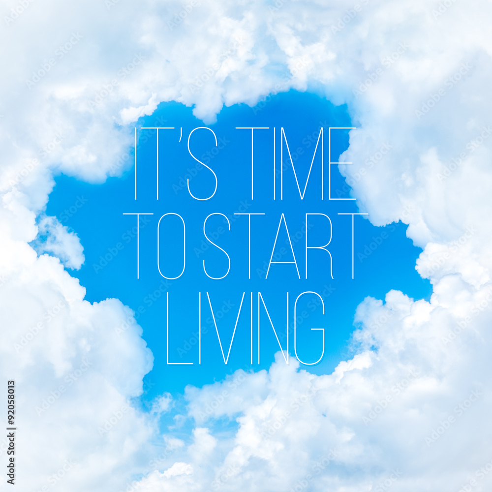 Fototapeta premium Quote on the sky inside clouds background