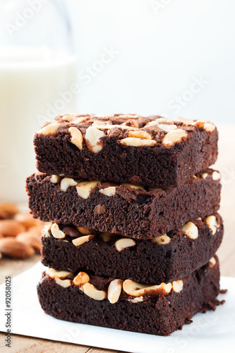 chocolate brownie with almond stack