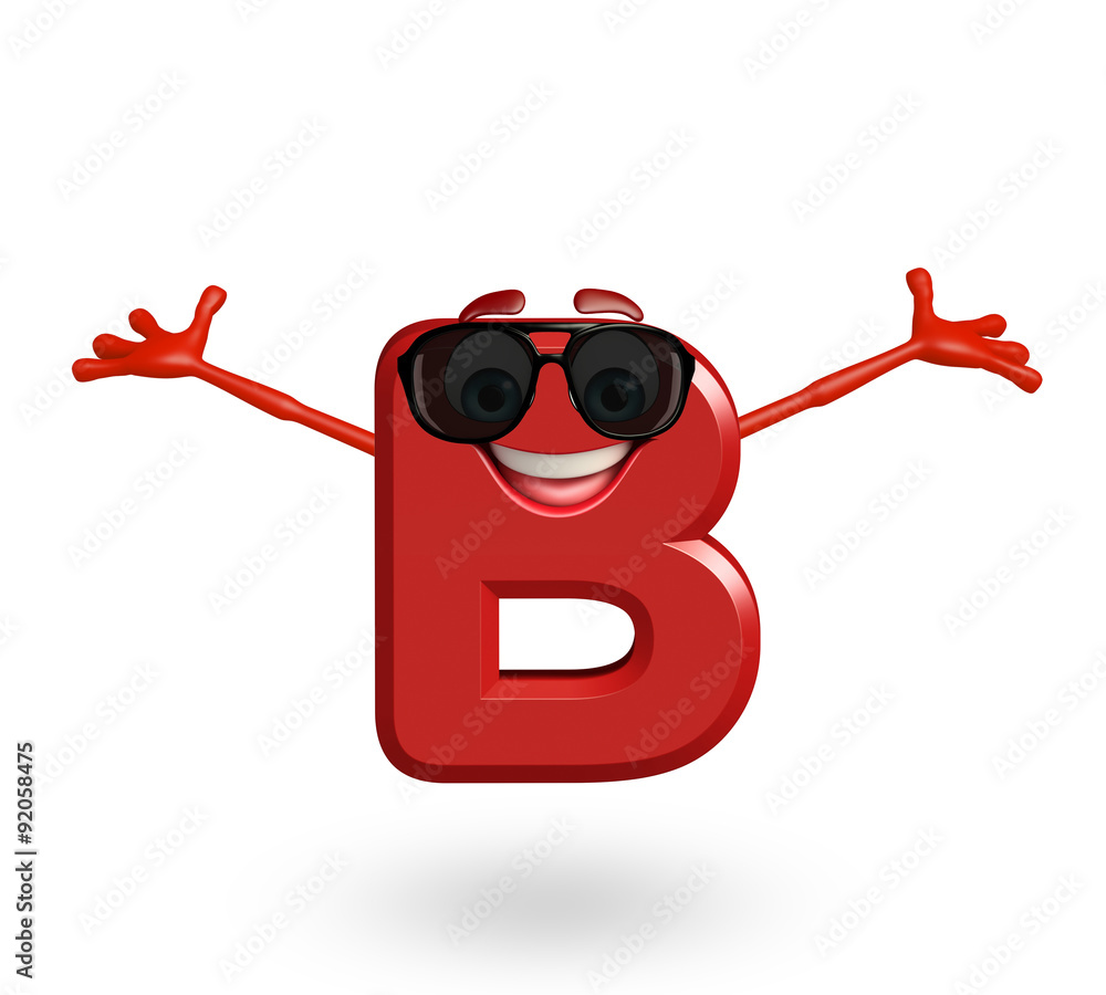 Cartoon Character of alphabet B with goggles Cartoon Character of alphabet B with goggles