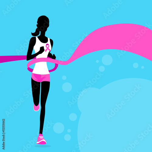Sport Woman Running Pink Ribbon Breast Cancer Awareness Joggin