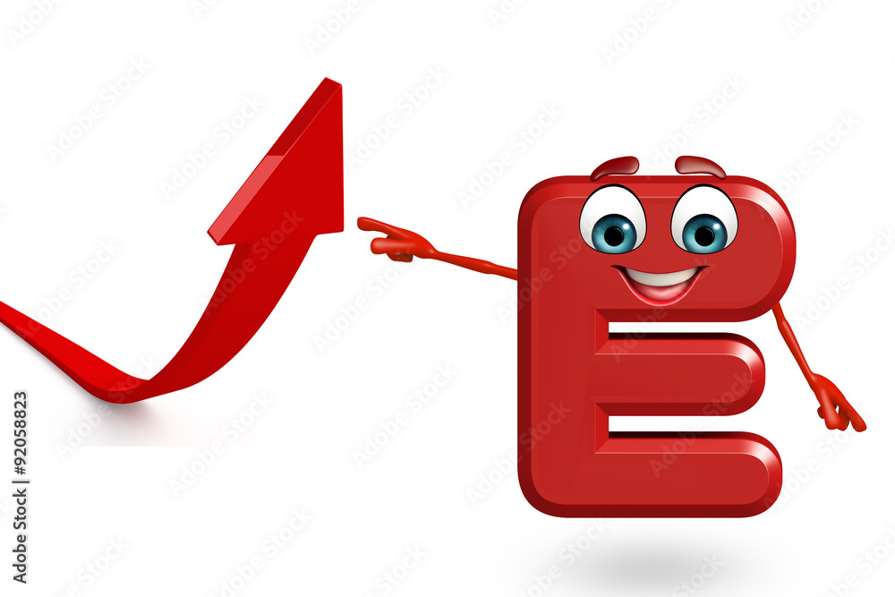 Cartoon Character of alphabet E with arrow Cartoon Character of alphabet E with arrow