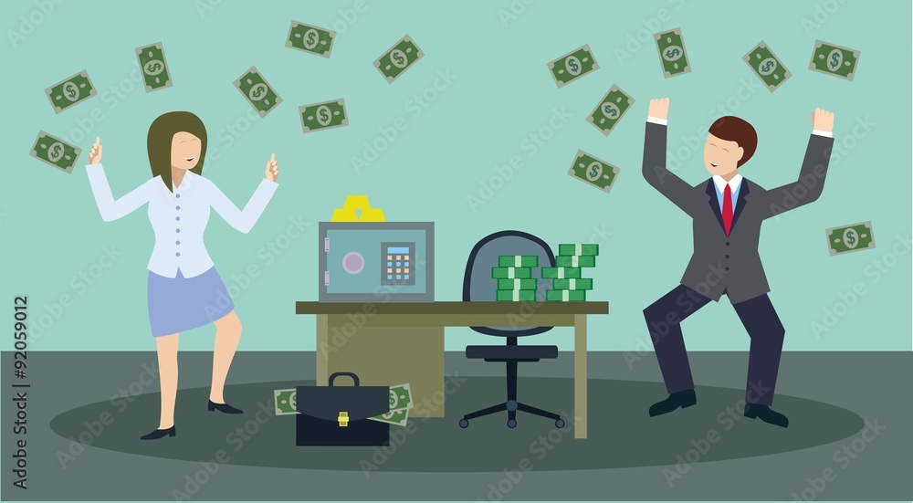 Successful businessmen with big money. Vector illustration. Successful businessmen with big money. Vector illustration.
