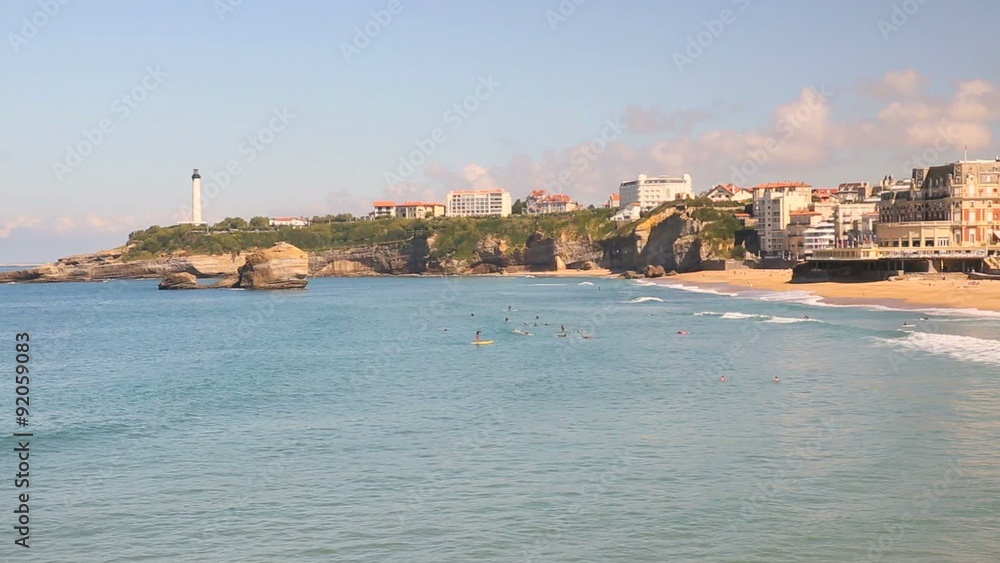 Surfers at the Grande Plage of Biarritz