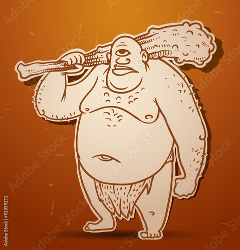 Vector cyclops on a brown background. 