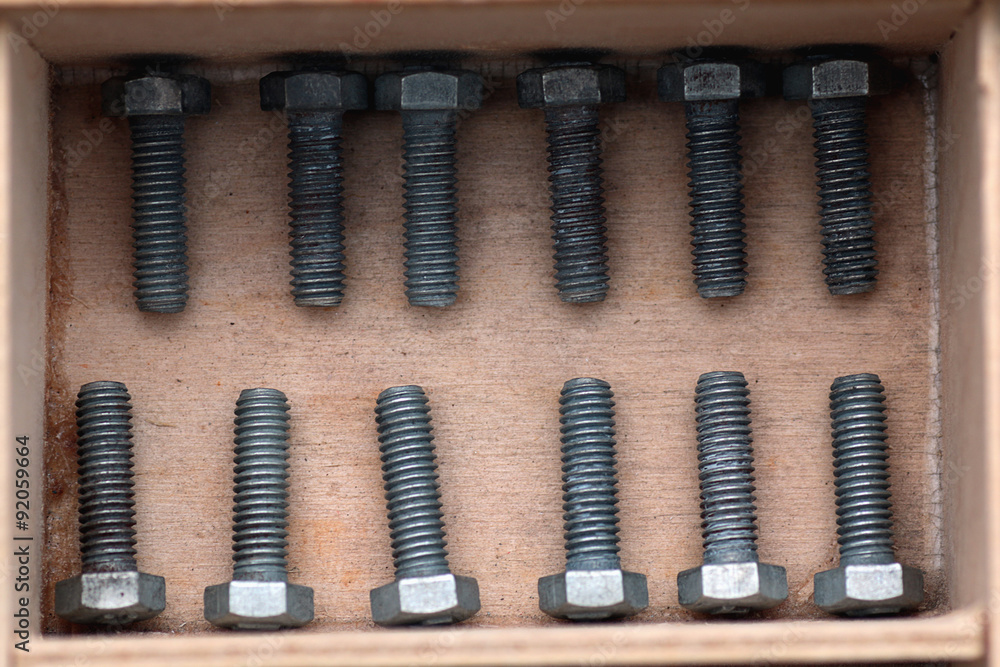 Fototapeta premium screws and bolts in a box