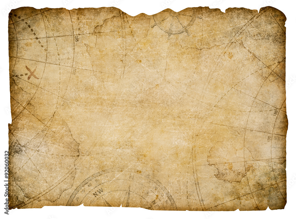 old nautical treasure map isolated on white Stock Illustration | Adobe ...