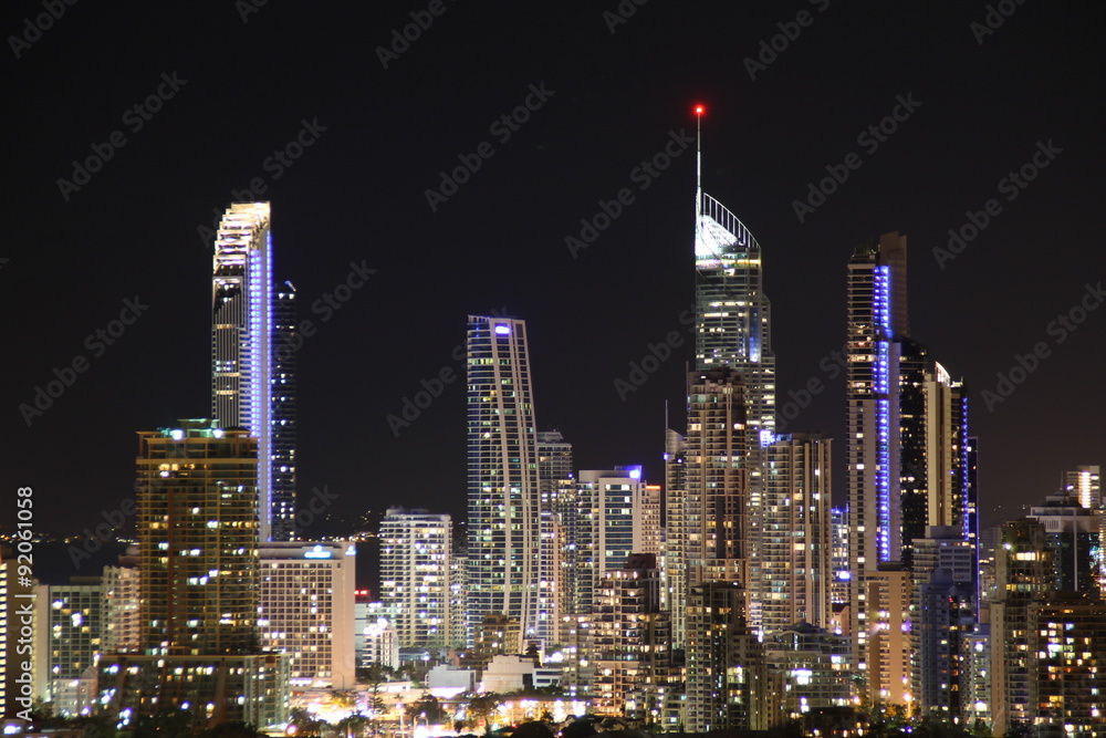 Fototapeta premium Looking towards Surfers Paradise at night