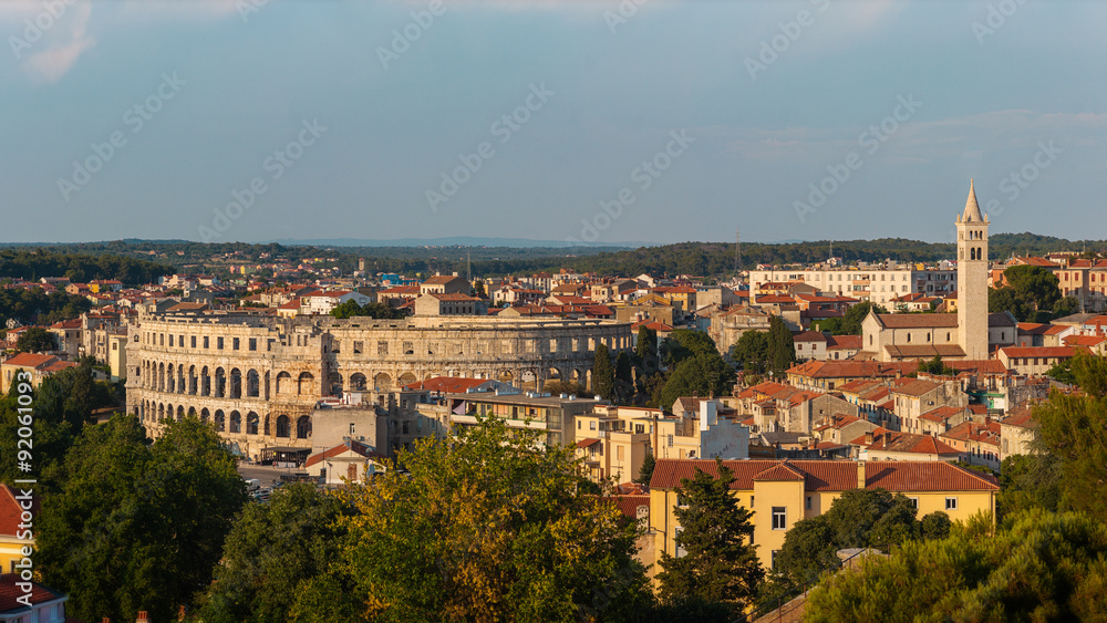Historic Center of Pula City viewed from the Castle , Istria, Croatia