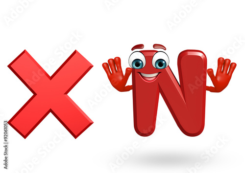 Cartoon Character of alphabet N with cross sign