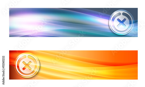 Set of two banners with waves and multiplication symbol