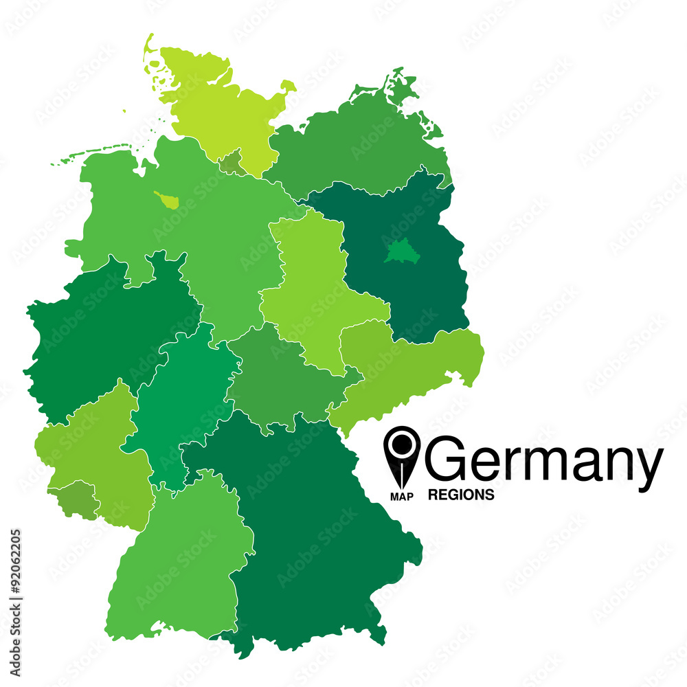 Regions map of Germany. Deutschland map