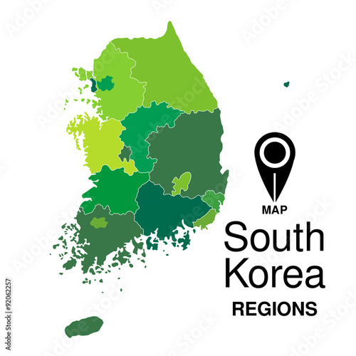 Regions map of South Korea. South Korea