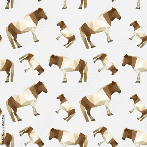 Illustration of modern flat design with seamless, origami horse