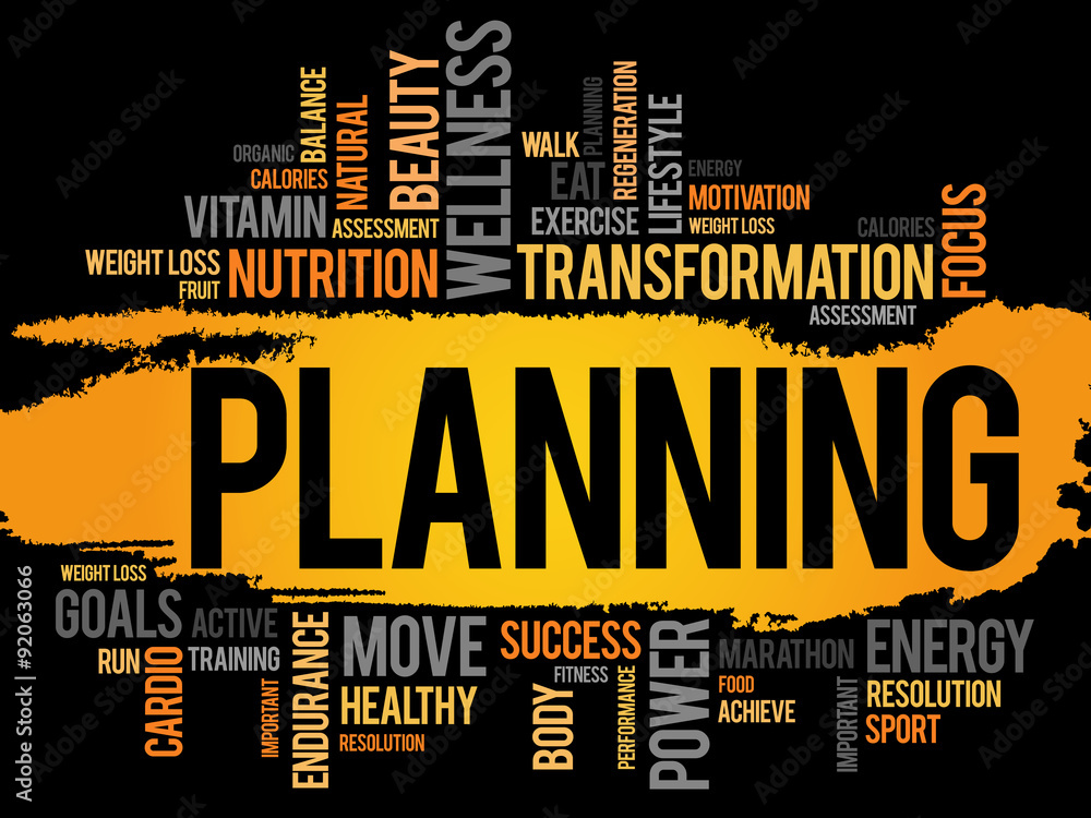 PLANNING word cloud, fitness, sport, health concept