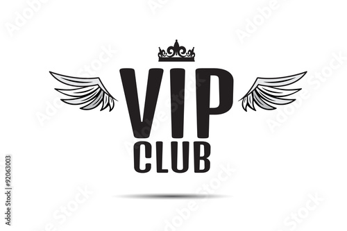 VIP club logo text with wings
