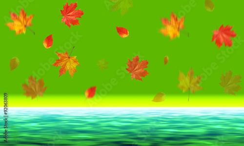 Falling autumn leaves