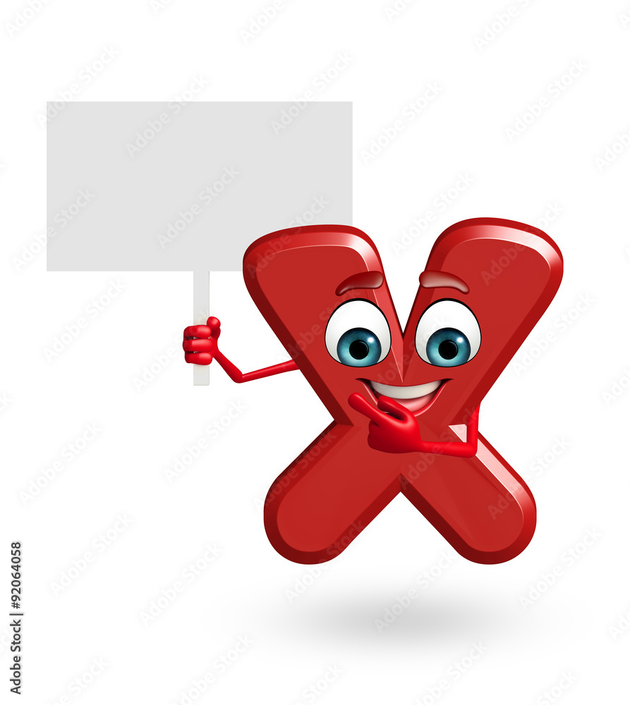 Fototapeta premium Cartoon Character of alphabet X with Sign