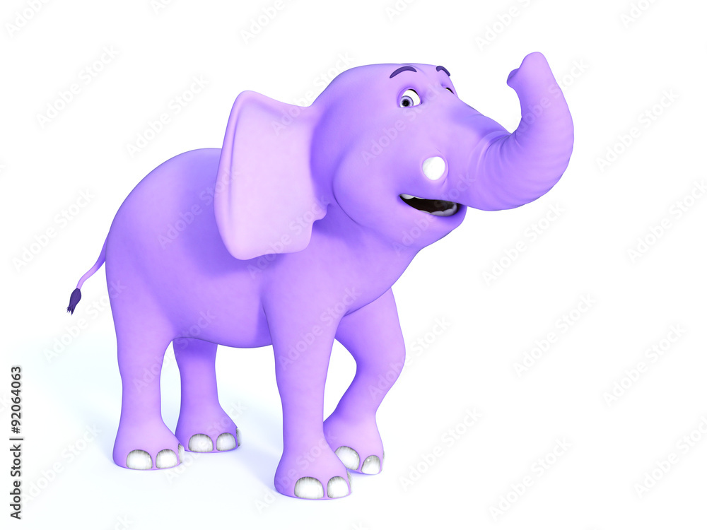 Cute pink toon baby elephant smiling.