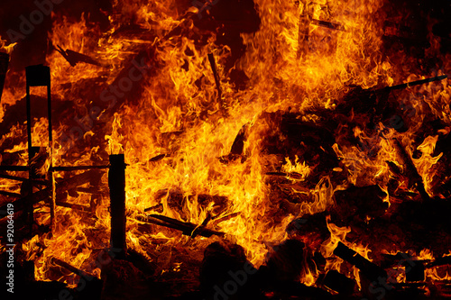 Fallas fire burning in Valencia fest at March 19 th
