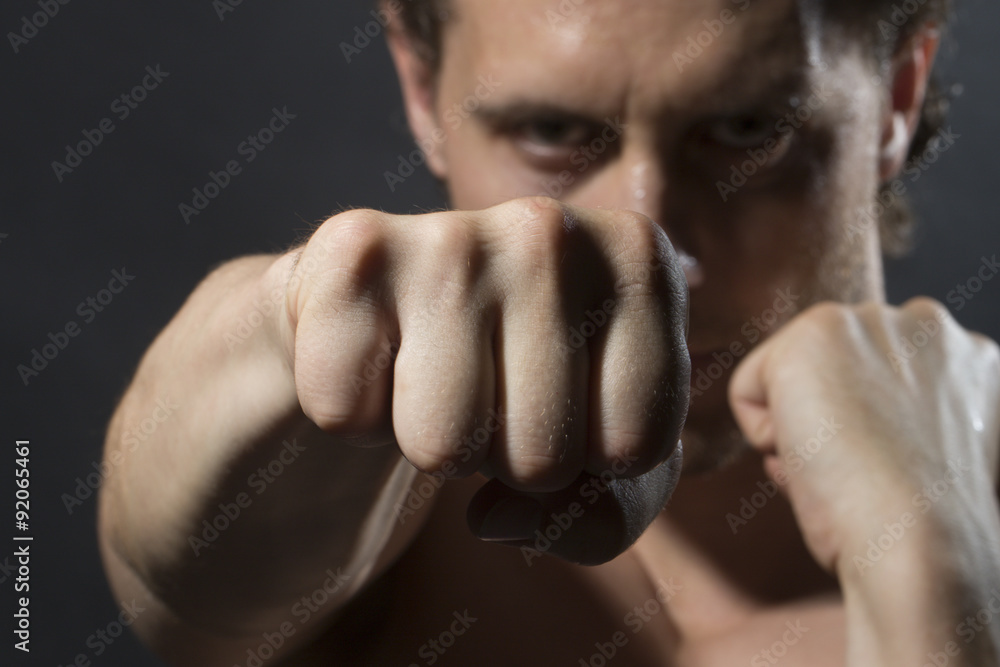 Man in boxing pose