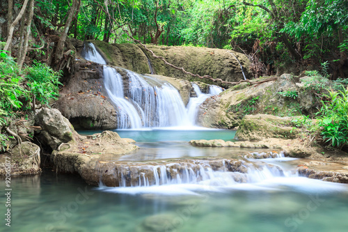 Blue waterfall in Huay Mae Kamin Kanjanaburi Thailand