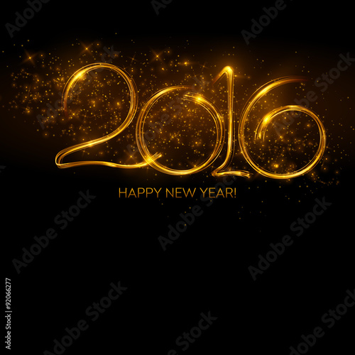 2016  New Year made a sparkler. Vector illustration