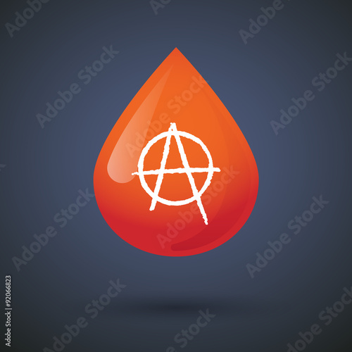 Blood drop icon with an anarchy sign