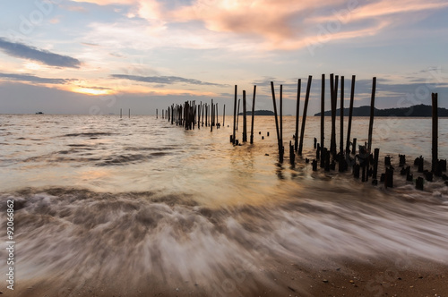 Seascape colorful with color of sunset in twilight