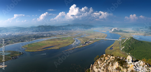 View of the city Nakhodka Russian Far East,  river Suchan (Partizan). photo