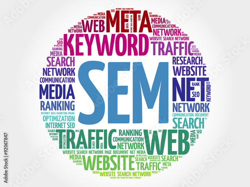 SEM - Search Engine Marketing word cloud, business concept