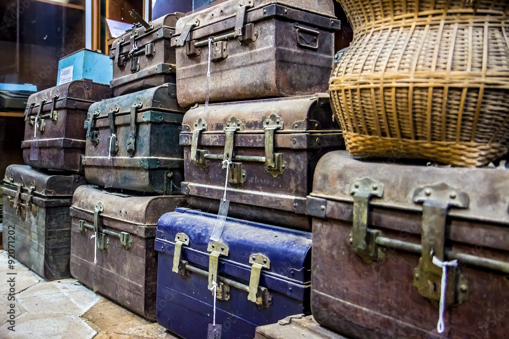 storehouse of old suitcases