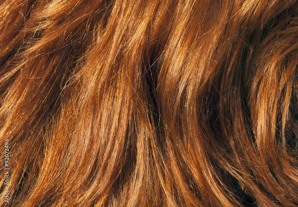 Red hair texture under sunlight. Red hair texture under sunlight.
