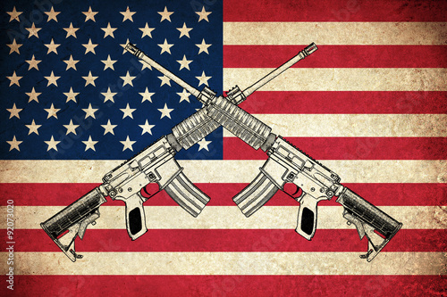 Grunge Flag of USA with guns