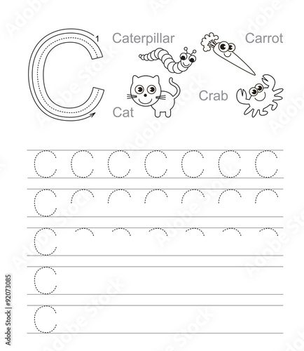 Letter C. Learn handwriting.