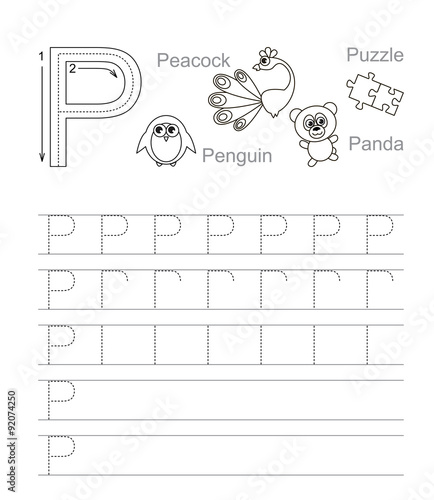 Letter P. Learn handwriting.