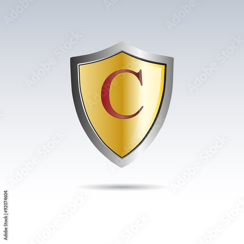 Vector shield initial letter C