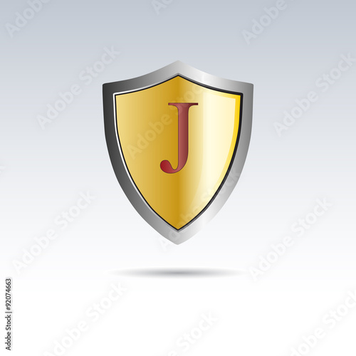 Vector shield initial letter J