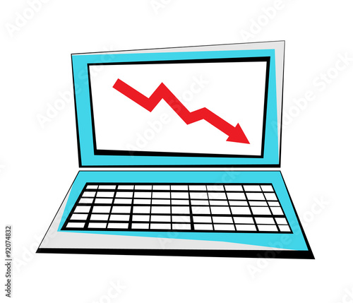 Wallpaper Mural Vector cartoon image of a laptop with a downward arrow on the screen Torontodigital.ca