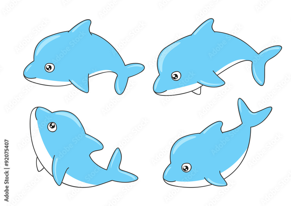 Set of cute little dolphins Set of cute little dolphins