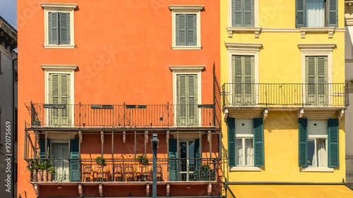 Colorful houses. Verona, Italy.