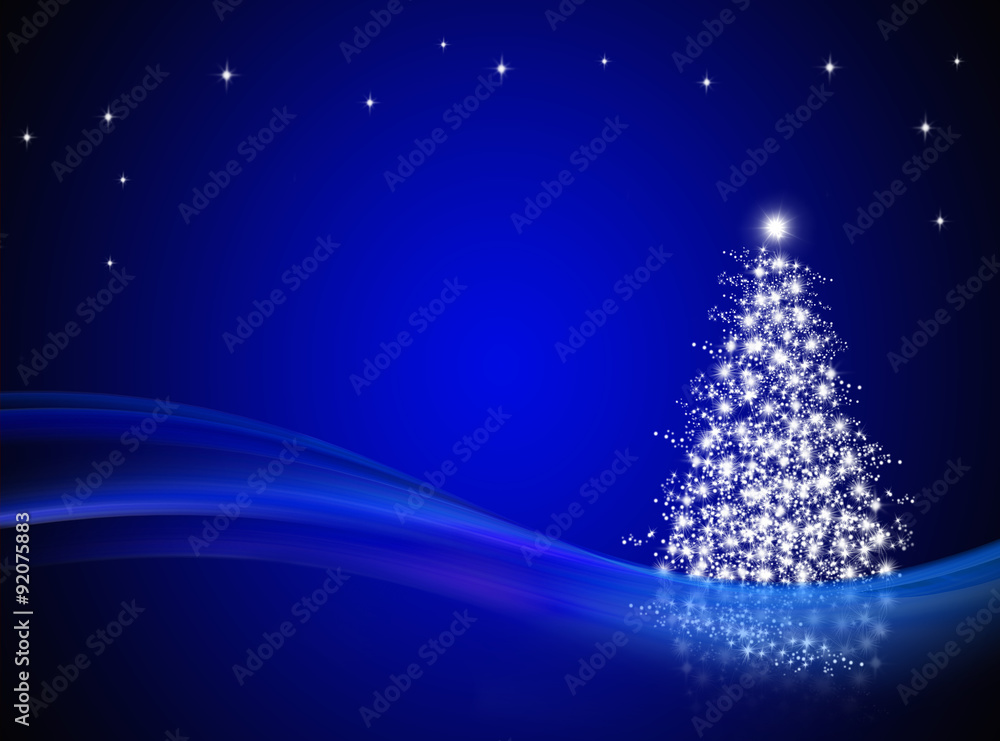 Leuchtender Christbaum vor Blauem Hintergrund Leuchtender Christbaum vor Blauem Hintergrund