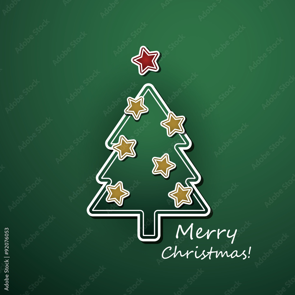 Christmas Card or Cover Template Design with Decorated Christmas Tree and Merry Christmas Text Christmas Card or Cover Template Design with Decorated Christmas Tree and Merry Christmas Text