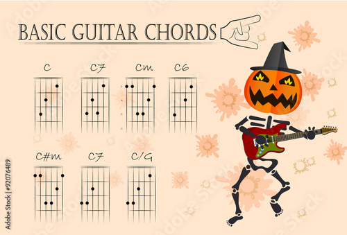 Basic guitar chords ,Vector illustration