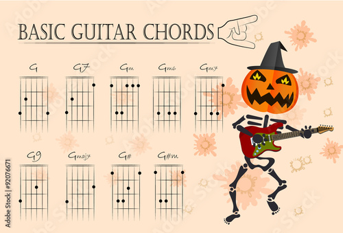 Basic guitar chords ,Vector illustration
